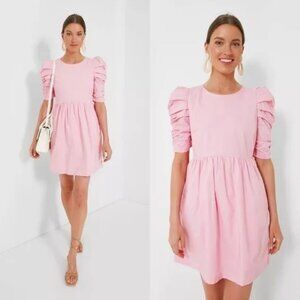 Hyacinth House Mini Dress Womens Small Pink Ruched Puff Sleeve Barbie Tuckernuck